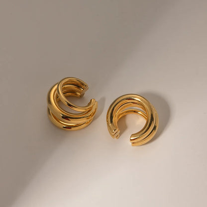 1 Pair Ig Style C Shape Plating Stainless Steel 18k Gold Plated Ear Cuffs