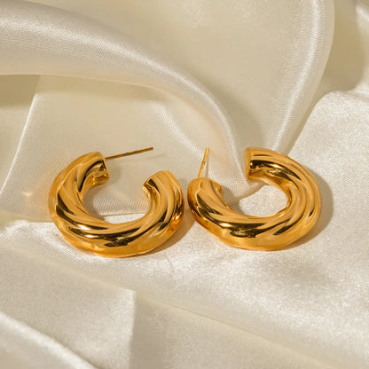 1 Pair Ig Style C Shape Plating Stainless Steel 18k Gold Plated Ear Studs