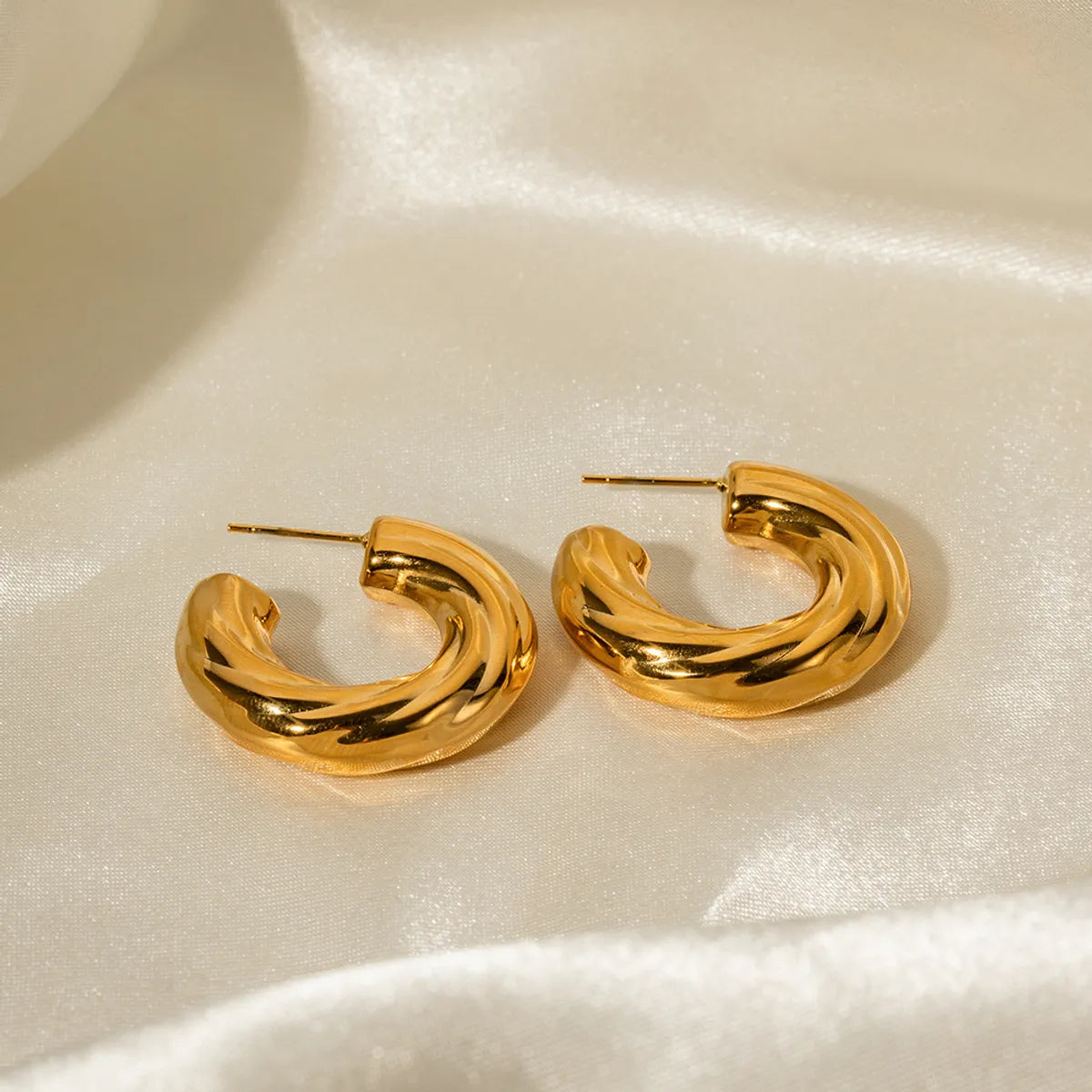 1 Pair Ig Style C Shape Plating Stainless Steel 18k Gold Plated Ear Studs