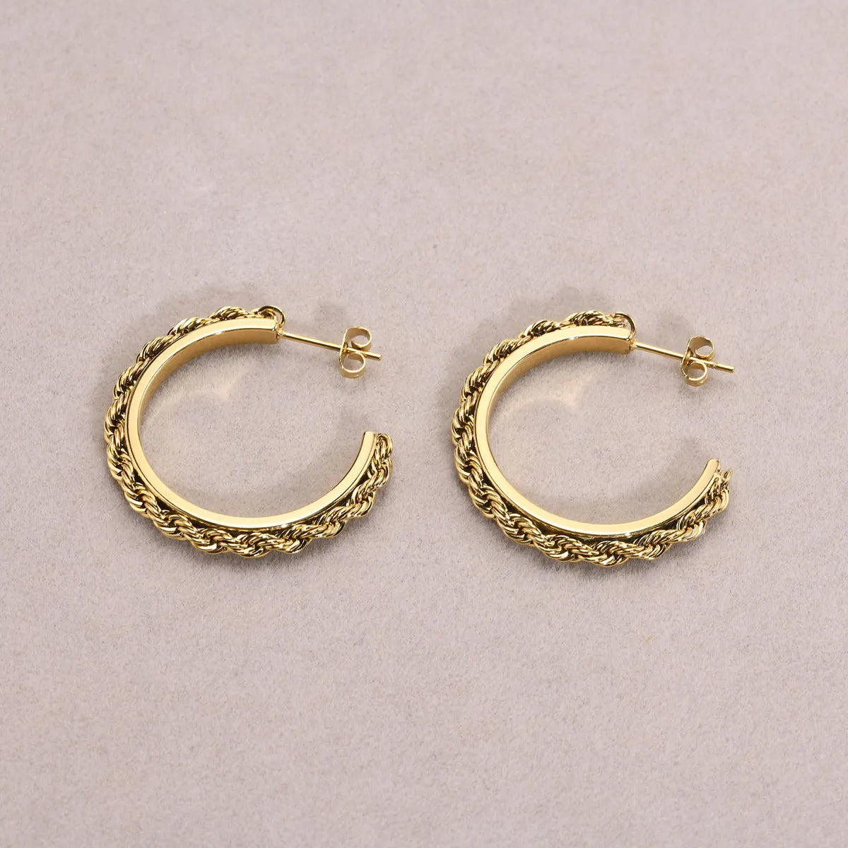 1 Pair Ig Style C Shape Plating Stainless Steel 18k Gold Plated Ear Studs