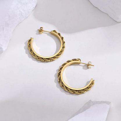 1 Pair Ig Style C Shape Plating Stainless Steel 18k Gold Plated Ear Studs