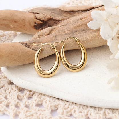 1 Pair Ig Style C Shape Plating Stainless Steel Hoop Earrings