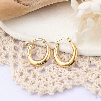 1 Pair Ig Style C Shape Plating Stainless Steel Hoop Earrings