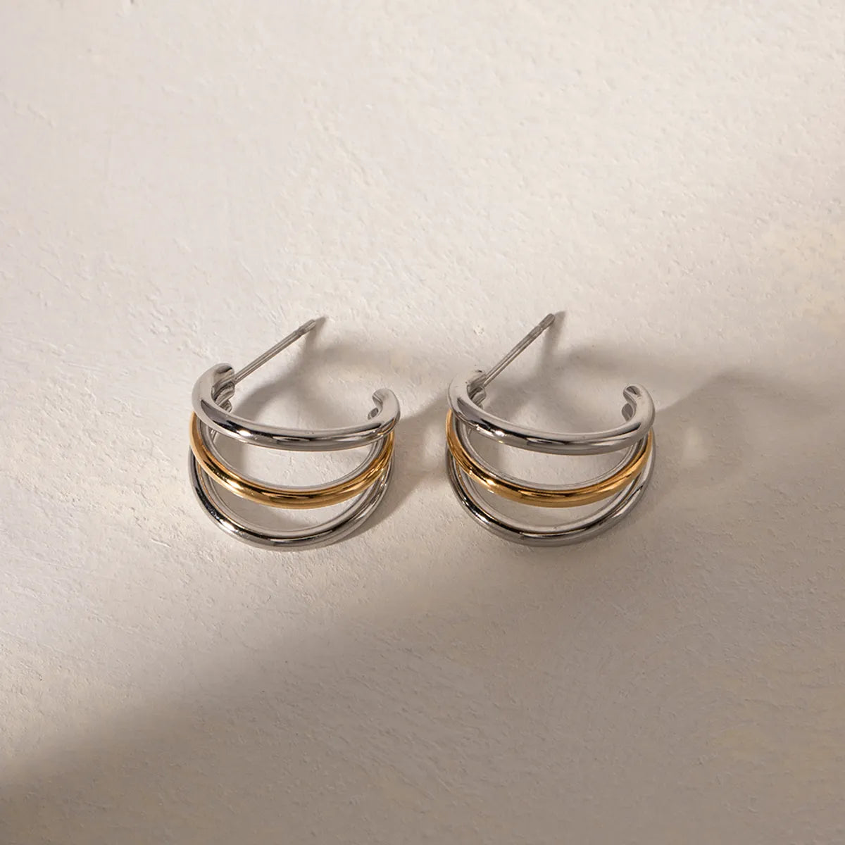 1 Pair IG Style C Shape Semicircle 304 Stainless Steel 18K Gold Plated Ear Studs