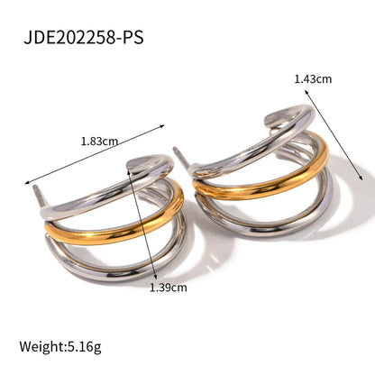 1 Pair IG Style C Shape Semicircle 304 Stainless Steel 18K Gold Plated Ear Studs