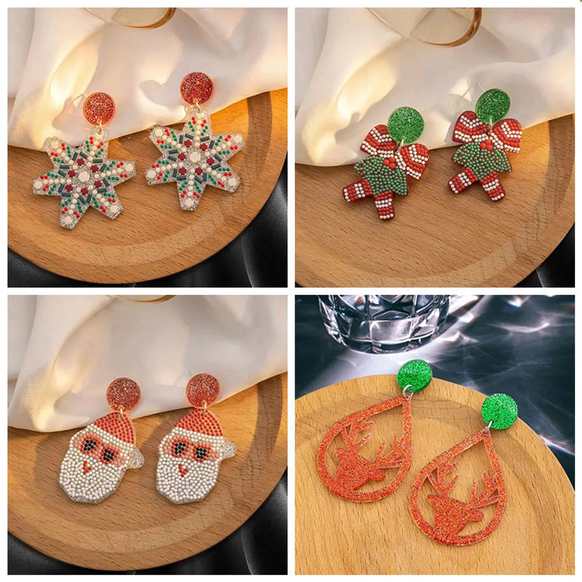 1 Pair IG Style Cartoon Character Santa Claus Water Droplets Acetic Acid Sheets Drop Earrings