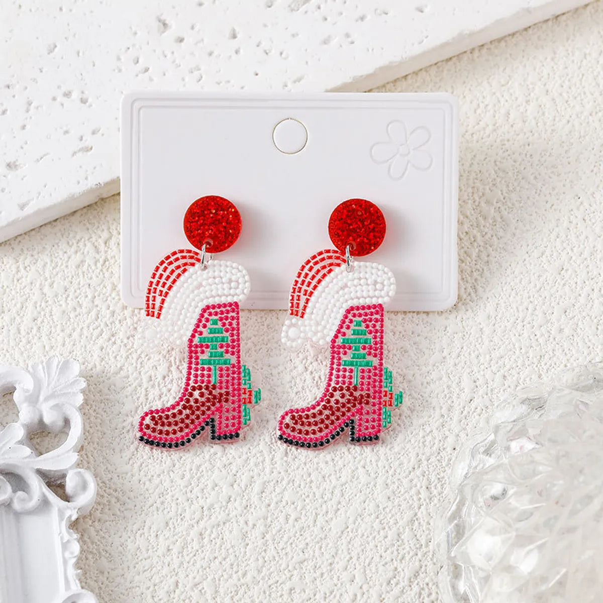 1 Pair IG Style Cartoon Character Santa Claus Water Droplets Acetic Acid Sheets Drop Earrings