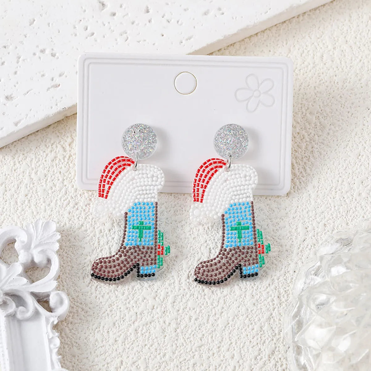 1 Pair IG Style Cartoon Character Santa Claus Water Droplets Acetic Acid Sheets Drop Earrings