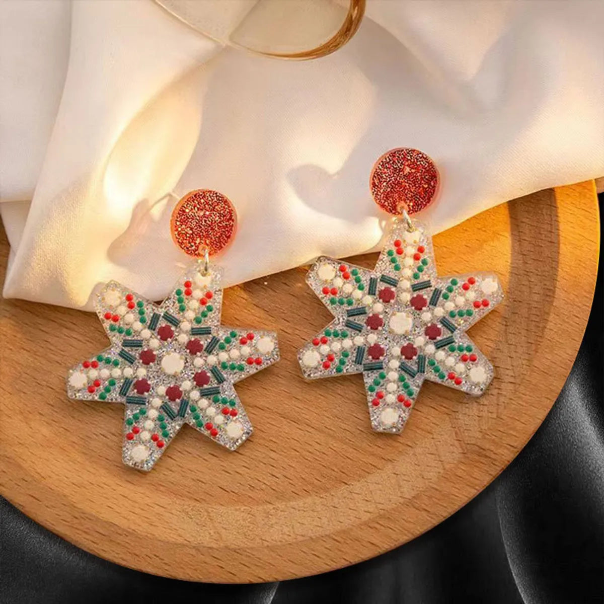 1 Pair IG Style Cartoon Character Santa Claus Water Droplets Acetic Acid Sheets Drop Earrings