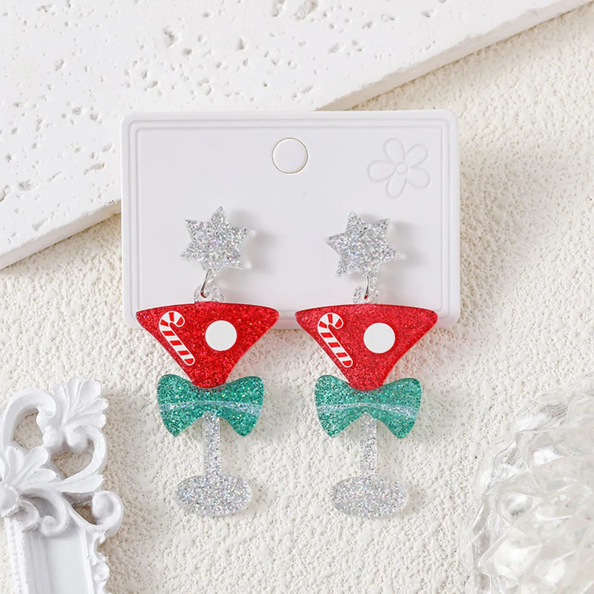 1 Pair IG Style Cartoon Character Santa Claus Water Droplets Acetic Acid Sheets Drop Earrings