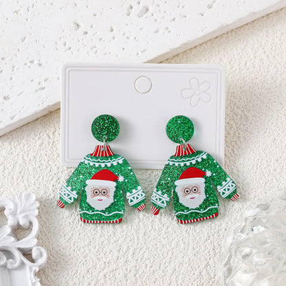 1 Pair IG Style Cartoon Character Santa Claus Water Droplets Acetic Acid Sheets Drop Earrings