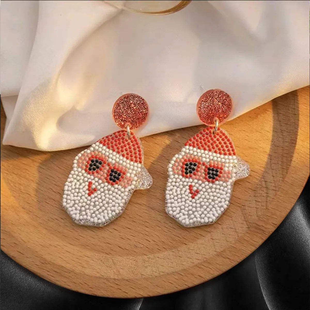 1 Pair IG Style Cartoon Character Santa Claus Water Droplets Acetic Acid Sheets Drop Earrings