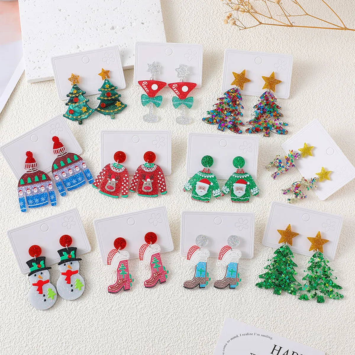 1 Pair IG Style Cartoon Character Santa Claus Water Droplets Acetic Acid Sheets Drop Earrings