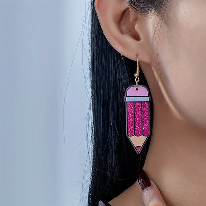 1 Pair IG Style Cartoon Style Simple Style Pencil Slice Printing Arylic Drop Earrings