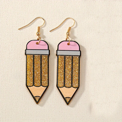 1 Pair IG Style Cartoon Style Simple Style Pencil Slice Printing Arylic Drop Earrings