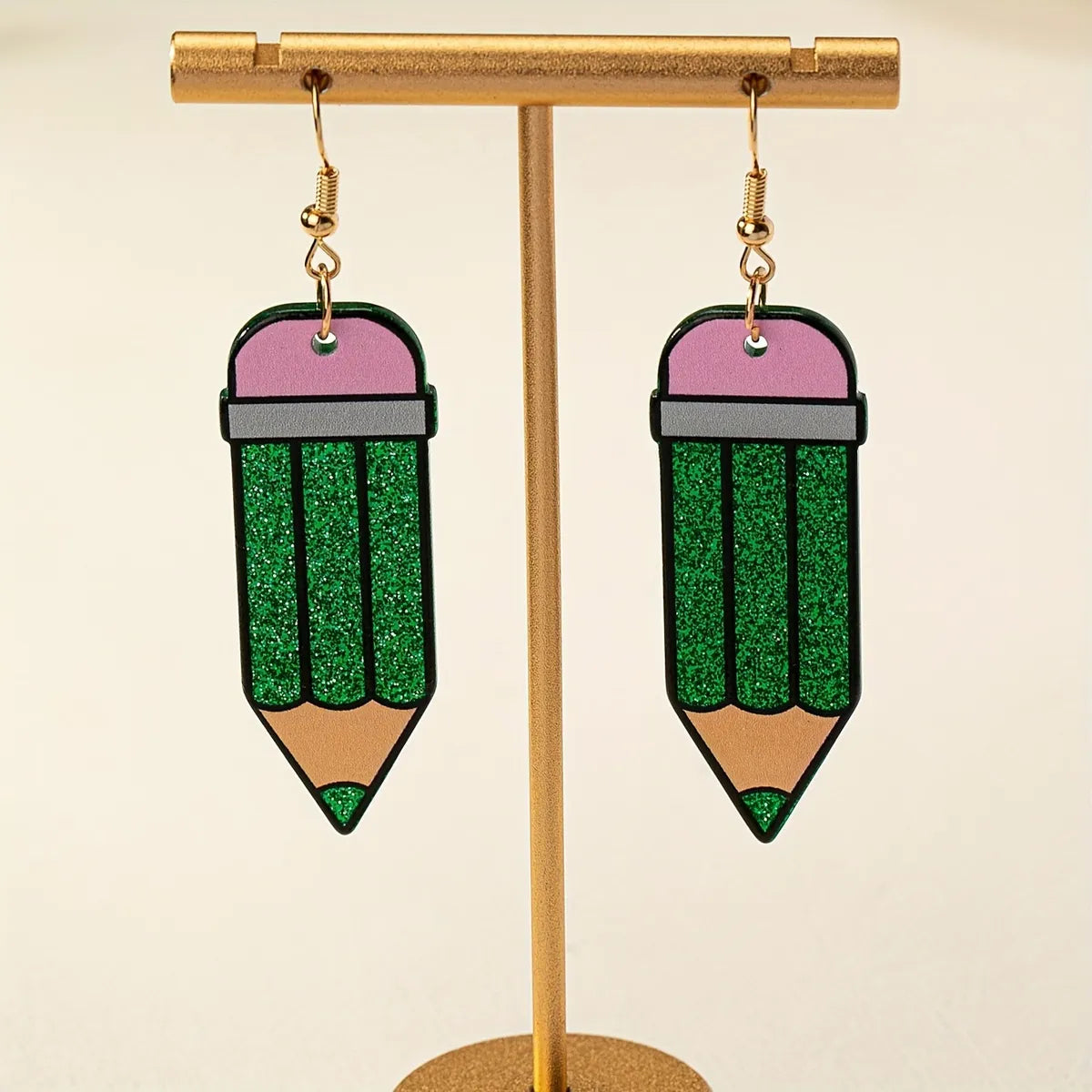 1 Pair IG Style Cartoon Style Simple Style Pencil Slice Printing Arylic Drop Earrings