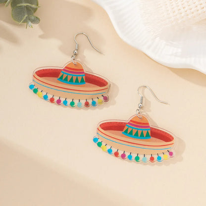 1 Pair IG Style Cartoon Style Spaceship Slice Printing Arylic Drop Earrings