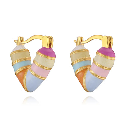 1 Pair IG Style Casual Beach V Shape Enamel Copper Copper 18K Gold Plated Earrings