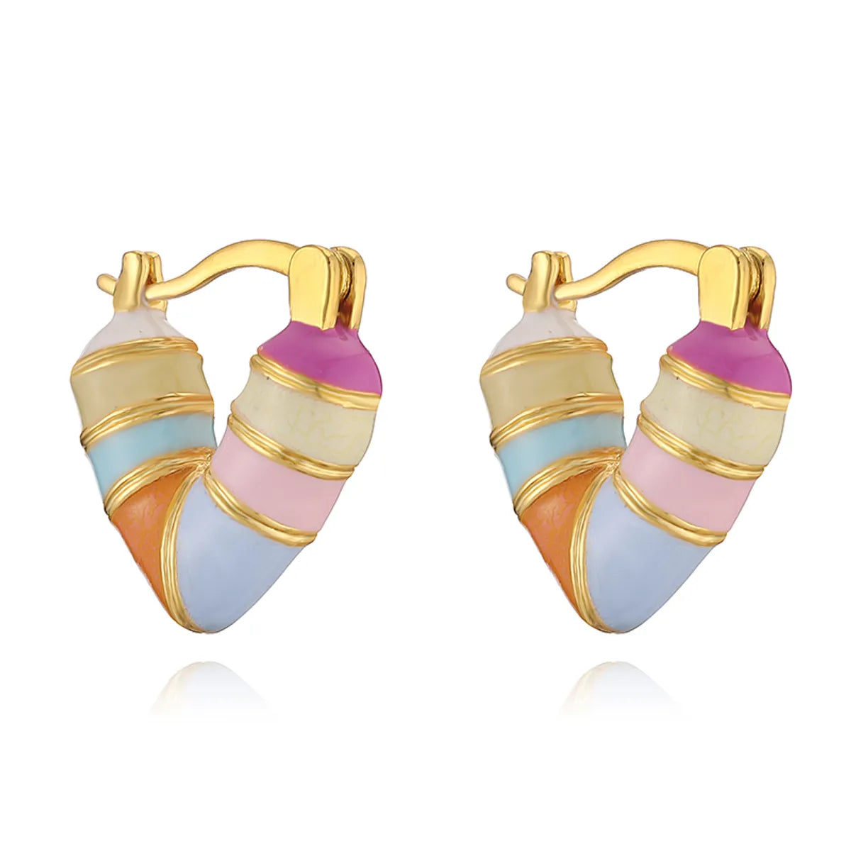 1 Pair IG Style Casual Beach V Shape Enamel Copper Copper 18K Gold Plated Earrings