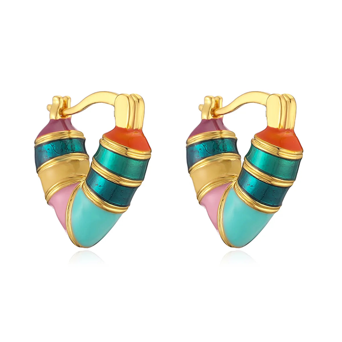 1 Pair IG Style Casual Beach V Shape Enamel Copper Copper 18K Gold Plated Earrings