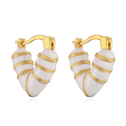 1 Pair IG Style Casual Beach V Shape Enamel Copper Copper 18K Gold Plated Earrings