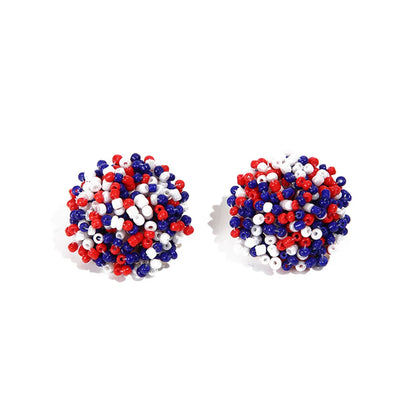 1 Pair Ig Style Casual Colorful Beaded Alloy Glass Bead Ear Studs