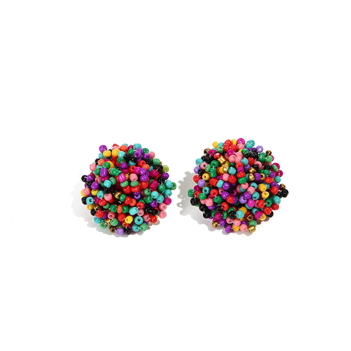 1 Pair Ig Style Casual Colorful Beaded Alloy Glass Bead Ear Studs