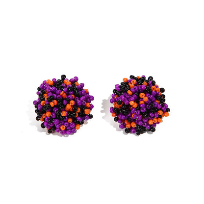 1 Pair Ig Style Casual Colorful Beaded Alloy Glass Bead Ear Studs