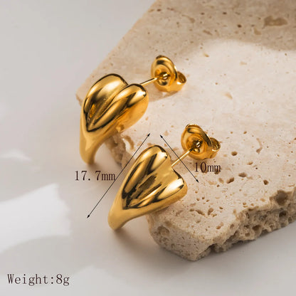 1 Pair IG Style Casual Commute Heart Shape Solid Color 304 Stainless Steel 14K Gold Plated Ear Studs