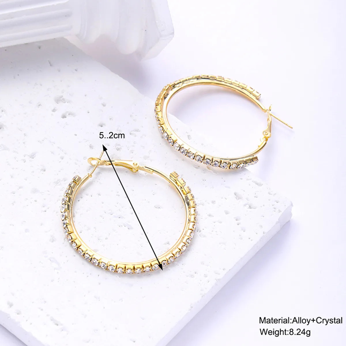 1 Pair IG Style Casual Elegant Circle Inlay Alloy Artificial Crystal Hoop Earrings