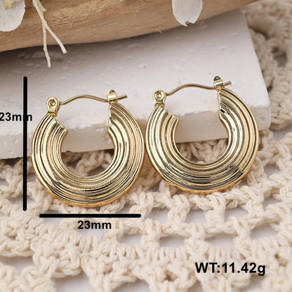 1 Pair IG Style Casual Geometric Stainless Steel 18K Gold Plated Hoop Earrings