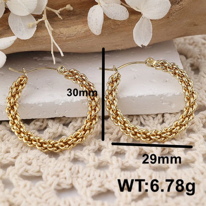 1 Pair IG Style Casual Geometric Stainless Steel 18K Gold Plated Hoop Earrings