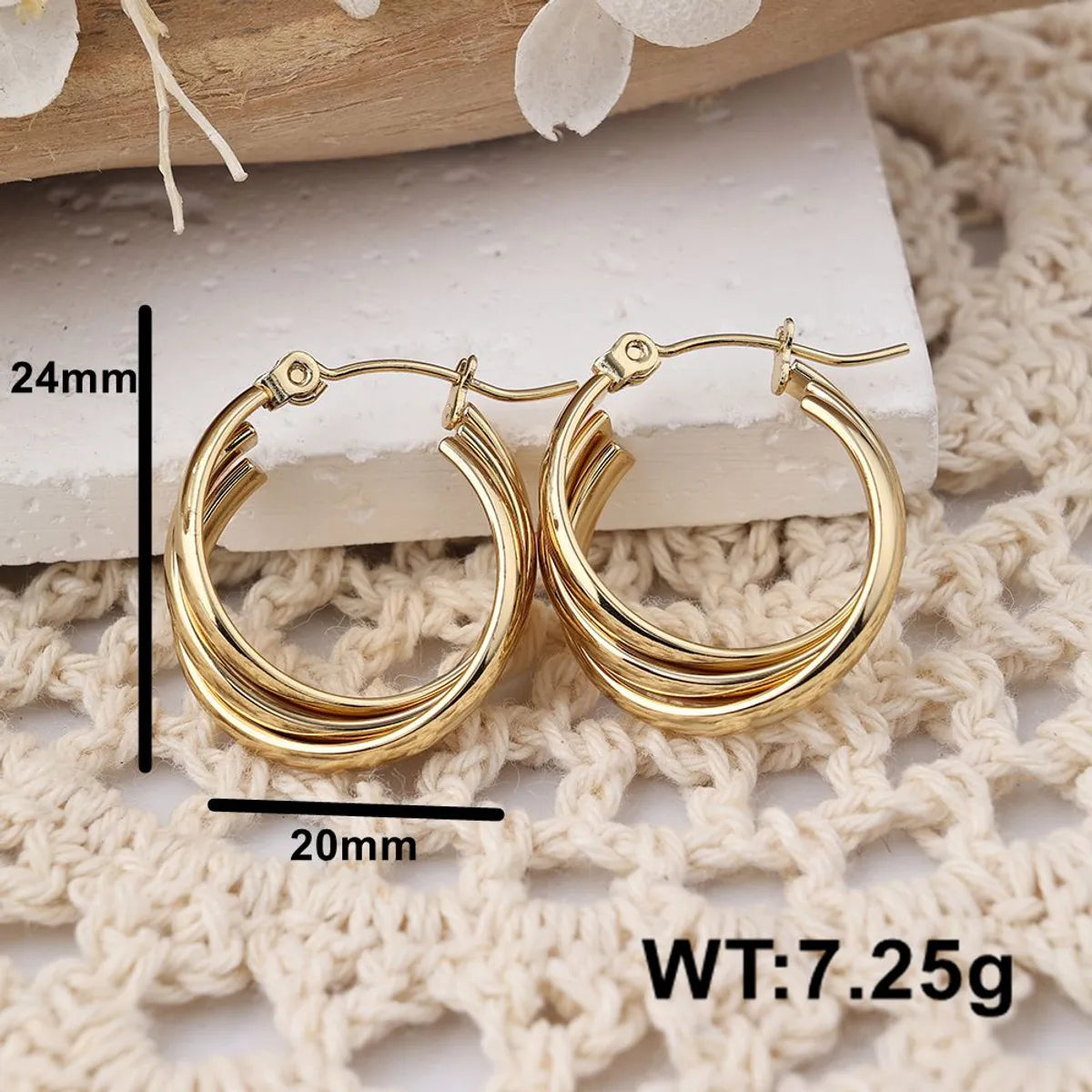 1 Pair IG Style Casual Geometric Stainless Steel 18K Gold Plated Hoop Earrings