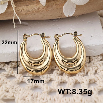 1 Pair IG Style Casual Geometric Stainless Steel 18K Gold Plated Hoop Earrings