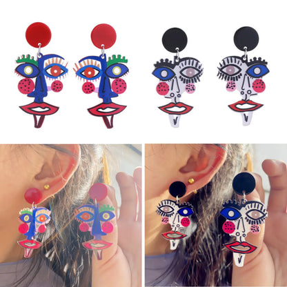 1 Pair IG Style Casual Human Face Abstract Printing Arylic Drop Earrings