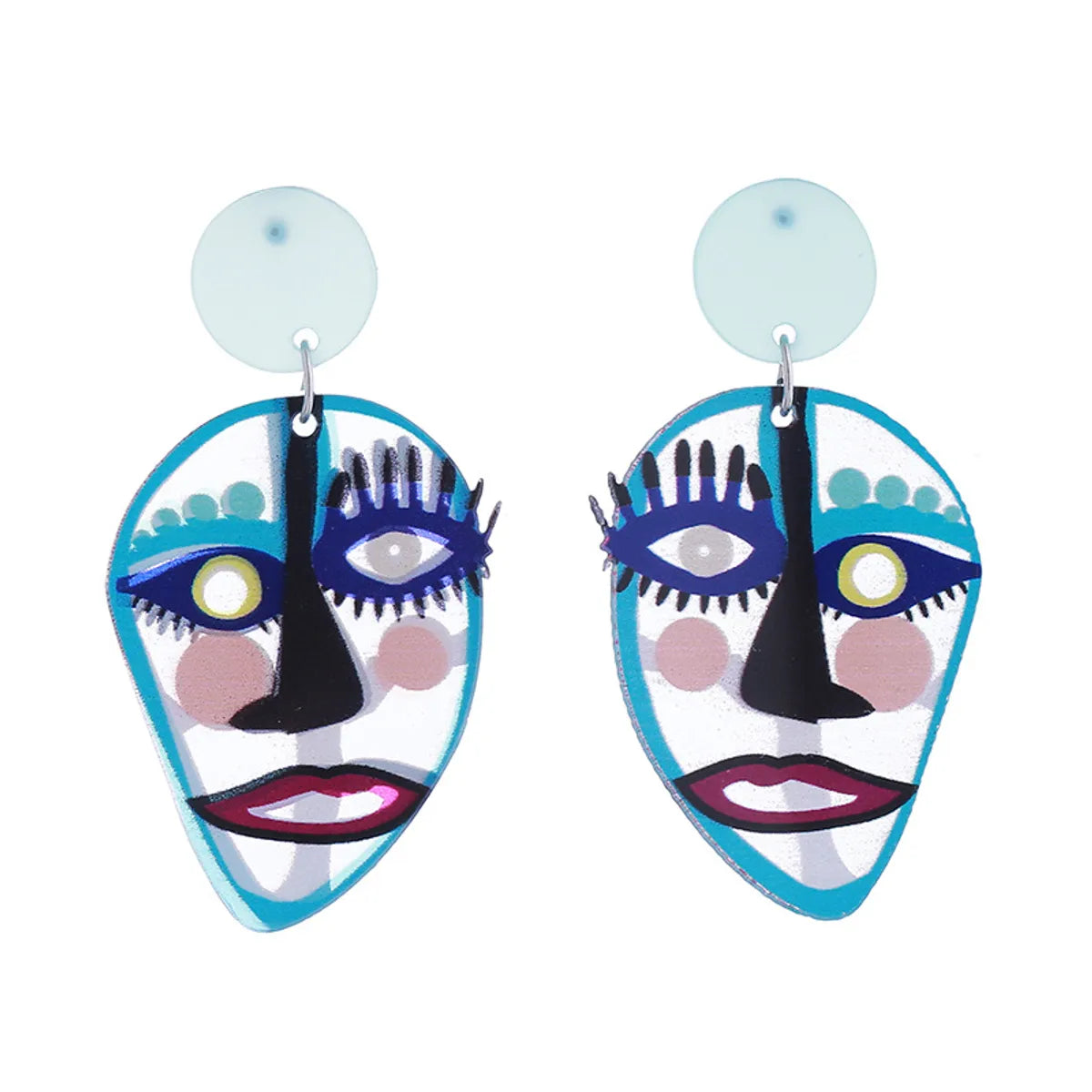 1 Pair IG Style Casual Human Face Abstract Printing Arylic Drop Earrings