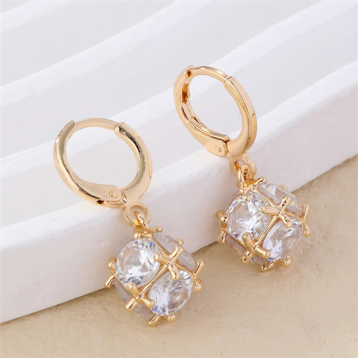 1 Pair Ig Style Casual Korean Style Cross Bear Heart Shape Plating Inlay Copper Zircon Drop Earrings