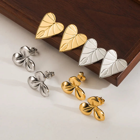 1 Pair IG Style Casual Leaves 304 Stainless Steel 18K Gold Plated Ear Studs