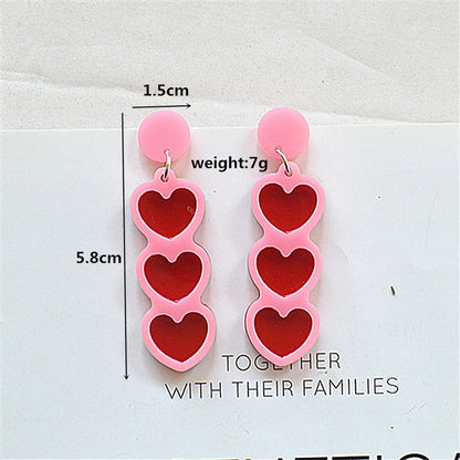 1 Pair Ig Style Casual Letter Heart Shape Butterfly Arylic Metal Drop Earrings