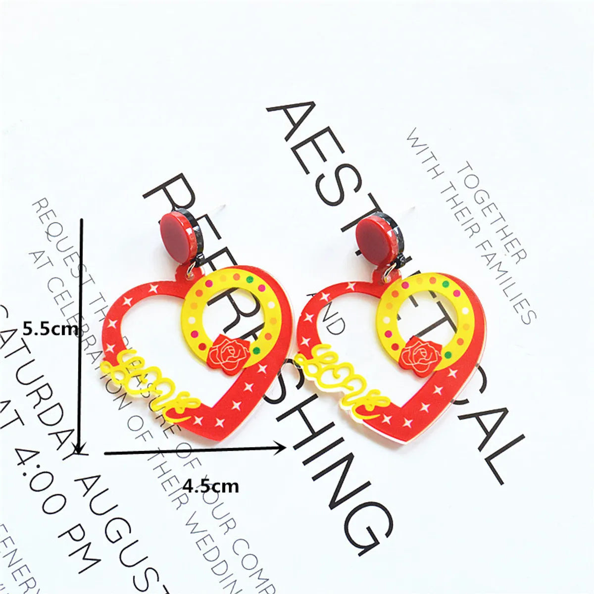 1 Pair Ig Style Casual Letter Heart Shape Butterfly Arylic Metal Drop Earrings