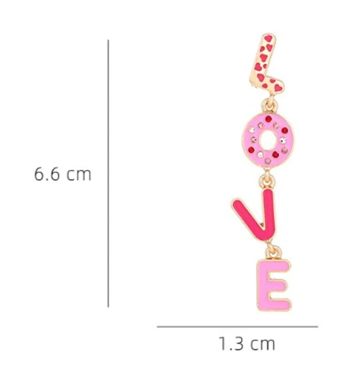 1 Pair IG Style Casual Love Enamel Inlay Zinc Alloy Rhinestones Drop Earrings