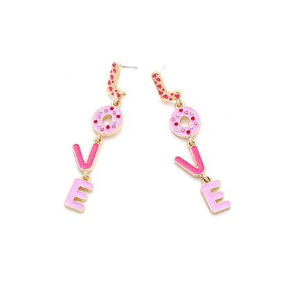 1 Pair IG Style Casual Love Enamel Inlay Zinc Alloy Rhinestones Drop Earrings