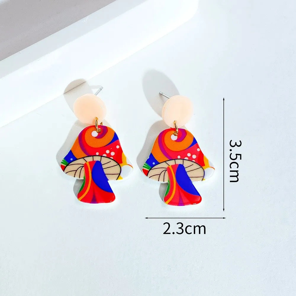 1 Pair IG Style Casual Mushroom Stoving Varnish Arylic Drop Earrings