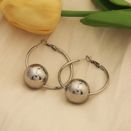 1 Pair IG Style Casual Round Star Polishing Titanium Steel Earrings