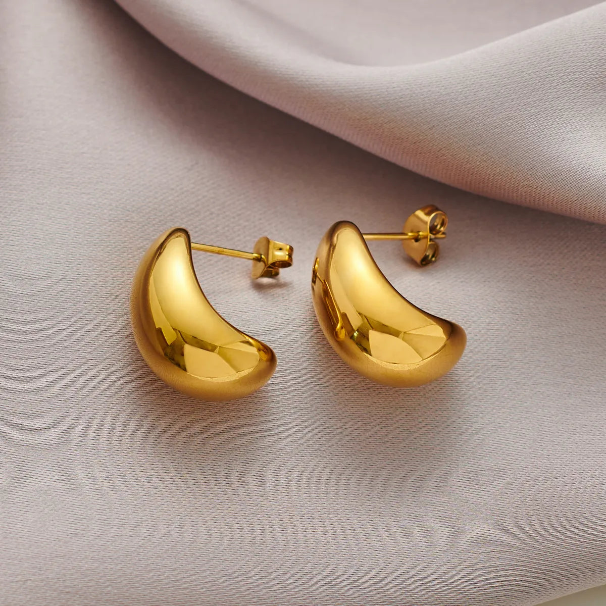 1 Pair IG Style Casual Simple Style C Shape 304 Stainless Steel 18K Gold Plated Ear Studs