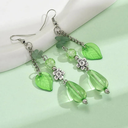 1 Pair IG Style Casual Simple Style Leaves Flower Alloy Drop Earrings