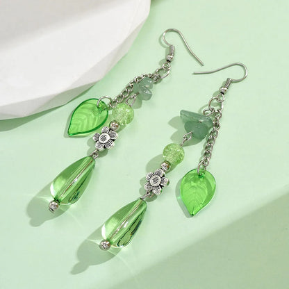 1 Pair IG Style Casual Simple Style Leaves Flower Alloy Drop Earrings