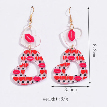 1 Pair IG Style Casual Simple Style Lips Heart Shape Polishing Arylic Drop Earrings