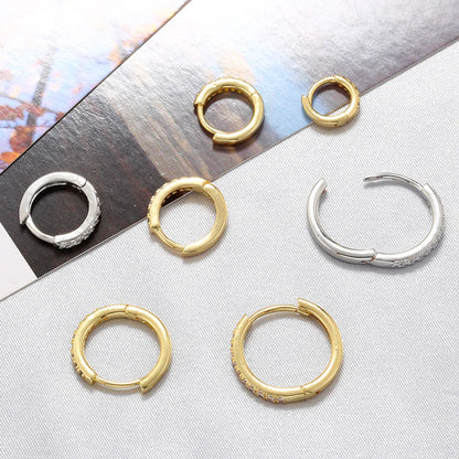 1 Pair Ig Style Casual Simple Style Round Plating Inlay Copper Zircon 18k Gold Plated Hoop Earrings