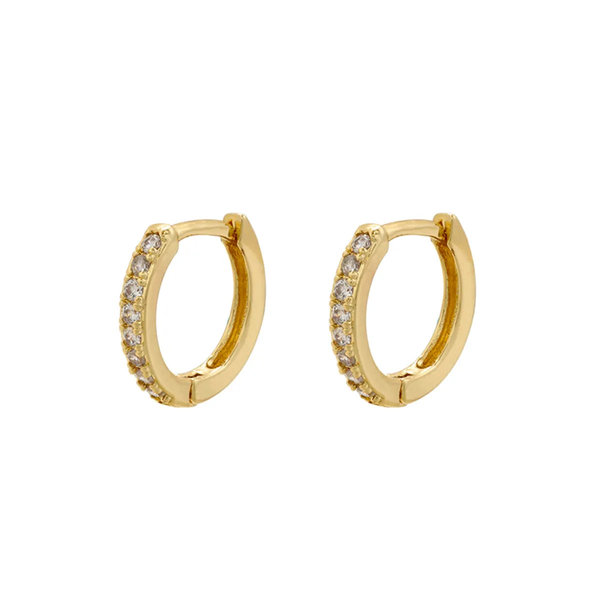 1 Pair Ig Style Casual Simple Style Round Plating Inlay Copper Zircon 18k Gold Plated Hoop Earrings